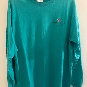 Simply Southern Teal Crew Neck Long Sleeve Shirt